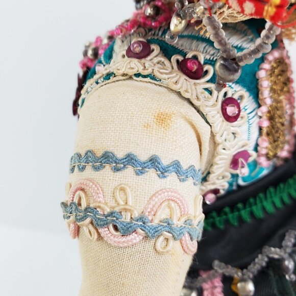 Czech Traditional Vintage 1950s Girl Doll Ornate Headdress Outfit Czechoslovakia - Picture 7 of 16